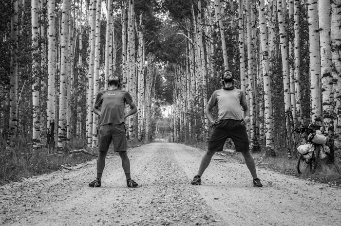 Dave and Jonny Stretching in Aspen Alley